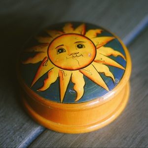 small hand painted wood dish | celestial decor